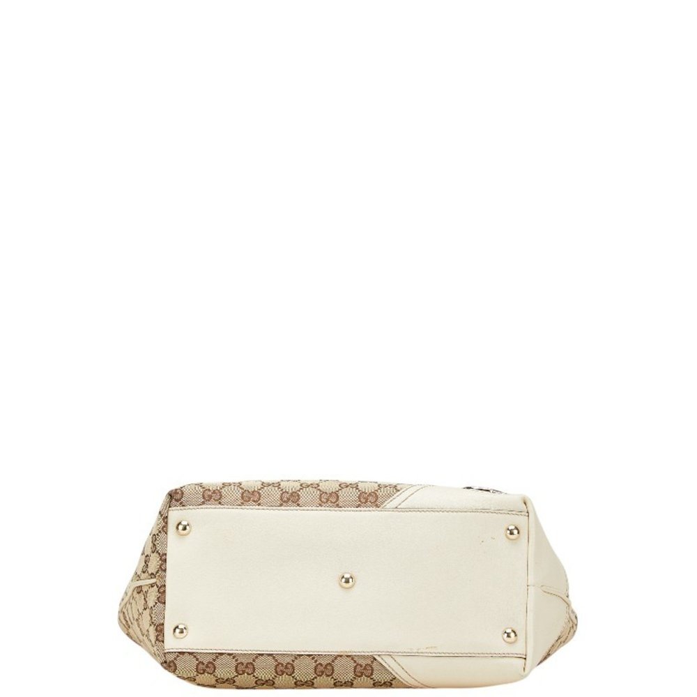 Gucci GG Canvas New Brit Tote Bag Shoulder 169946 Beige White Leather Women's... - Picture 3 of 14